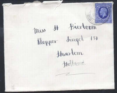 Great Britain 1937 Postal History Rare, Cover to Netherland Haarlem D.106 foto