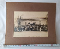 Ofiteri din Regimentul 10 Vanatori impreuna cu veterani din Razboiul de Independenta - fotografie de epoca anii 1920, Regele Ferdinand, poza rara