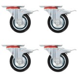 vidaXL Roți pivotante cu fr&acirc;ne duble, 4 buc., 75 mm 143443