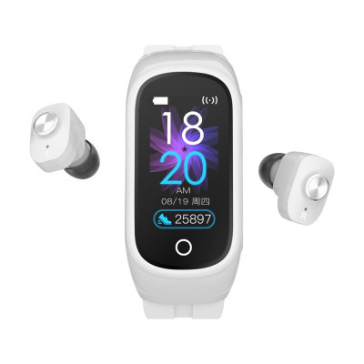 Ceas Smartwatch 2 in1 Techstar&amp;reg; N8 cu Casti Wireless, Ecran tactil de 0,96 inch, Bluetooth, MP3, Waterproof, Apelare, Oxigen din sange, Calori, Ritm c foto