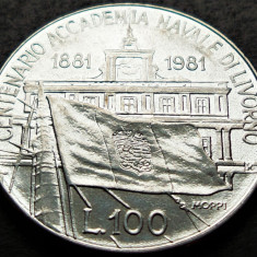 Moneda COMEMORATIVA 100 LIRE- ITALIA, anul 1981 *cod 1278 A = ACADEMIA NAVALA