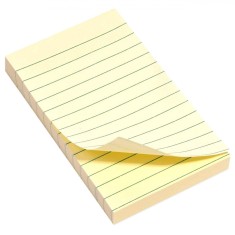 Notițe Adezive, Galbene cu Dungi, 7.6x12.7cm, 150 File
