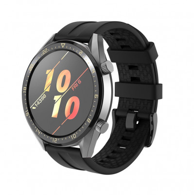 Curea silicon 22mm Huawei watch GT\2 Samsung Galaxy Watch 46mm - negru foto