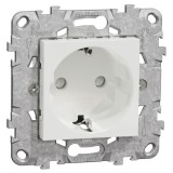 Priza simpla Schneider Electric Noua Unica NU503718Z, incastrata, contact de protectie, protectie copii, 2P+E, 16A, alba