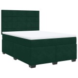 Cumpara ieftin Pat box spring cu saltea, verde inchis, 140x190 cm, catifea