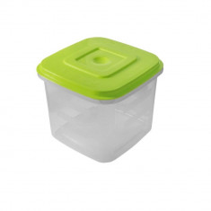 Cutie Alimente Mini Bella III, 750 ml, 7.5x7.5x7.5 cm, Capac Verde, Caserole Depozitare Alimente, Caserole Alimentare cu Capace din Plastic, Caserole