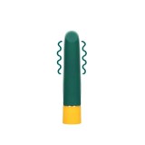 Vibrator LOVELINE Smooth Mini Vibrator, cu 10 funcții de vibrație, din silicon moale, lungime 13.2 cm, verde și galben