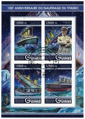 GUINEEA 2017 - Titanic, aniv. 105 ani /set complet - colita + bloc foto