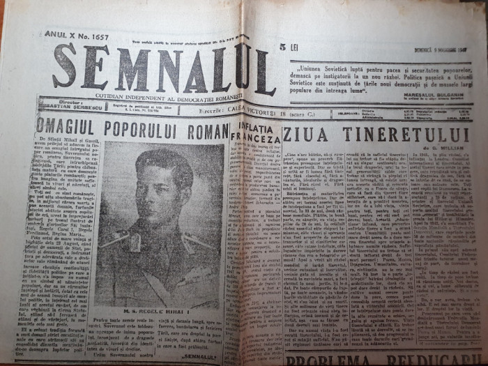 semnalul 9 noiembrie 1947-ziua regelui mihai,reclama maria tanase