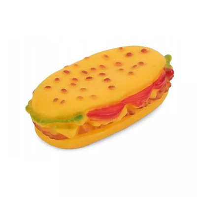 Jucarie chitaitoare pentru catei model hamburger, 12.5 cm Multicolor foto