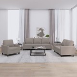 vidaXL Set de canapea cu perne, 3 piese, gri taupe, material textil 3201435