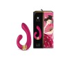 Vibrator Dublu Miyo Shunga Bordo, Silicon, Reincarcabil, Stimulare Punct G si Clitoris, 18.5cm