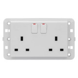 TWIN SWITCHED SOCKET-OUTLET - Standard englez - 2P+E 13 A - WHITE - CProiector HORUS