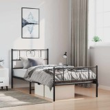 VidaXL Cadru pat metalic cu tăblii de cap/picioare, negru, 100x200 cm