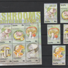 Lesotho 2001-Flora,Ciuperci,serie 6 val.si bloc 6 valori,MNH.Mi.1774-9,1744-9KB