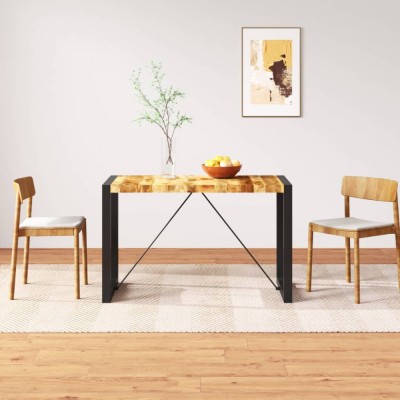 vidaXL Masă de bucătărie, lemn masiv de mango nefinisat, 120 cm foto