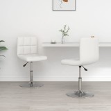VidaXL Scaune de bucătărie, 2 buc., alb, piele ecologică