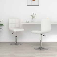 vidaXL Scaune de bucătărie, 2 buc., alb, piele ecologică