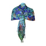Fular tip esarfa pictata 2, Dacali, casmir ,11 albastru/verde