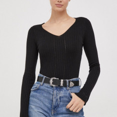 Pepe Jeans pulover din amestec de lana femei, culoarea negru, light