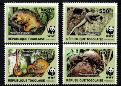 TOGO 2010 - Fauna WWF, Pangolini africani/ serie completa MNH foto