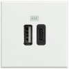 Priza USB tip A+C dubla 5V 3000mA Axolute Bticino 2M alb HD4287C2