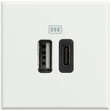 Priza USB tip A+C dubla 5V 3000mA Axolute Bticino 2M alb HD4287C2