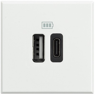 Priza USB tip A+C dubla 5V 3000mA Axolute Bticino 2M alb HD4287C2 foto