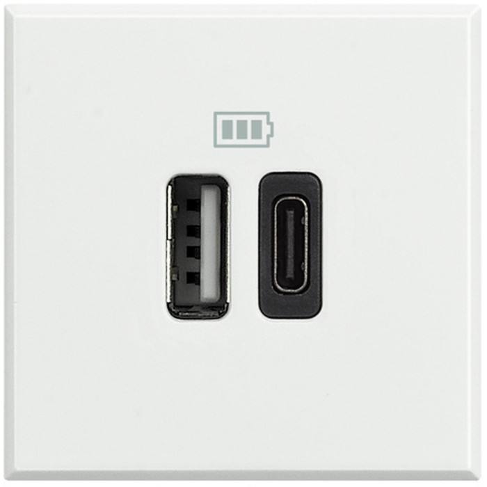 Priza USB tip A+C dubla 5V 3000mA Axolute Bticino 2M alb HD4287C2