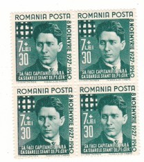 TIMBRE ROMANIA 1940 MISCAREA LEGIONARA CORNELIU ZELEA CODREANU BLOC 4 TIMBRE