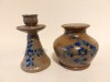 Set vaza si suport lumanare ceramica vintage Germania Echt Salzglasur, gresie, glazura de sare (Salt Glaze)