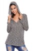 BL753-61 Bluza tricotata, larga, cu decolteu in V si gluga, S