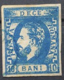 Romania 1872 - Carol l cu Barba,10 bani albastru
