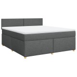 Cumpara ieftin Pat box spring cu saltea, gri inchis, 180x200 cm, textil