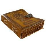 Agenda Jurnal din piele naturala cu pagini tip pergament si inchidere metalica - Family