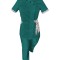 Costum Medical Pe Stil, Turcoaz Inchis cu Elastan cu Garnitură, Model Andreea - 4XL, XL
