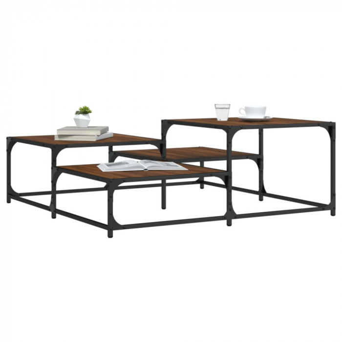 Gossi masuta de cafea, stejar maro, 107x107x40 cm, lemn prelucrat