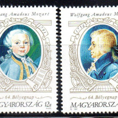 UNGARIA 1991, Aniversari, W.A. Mozart, serie neuzată, MNH
