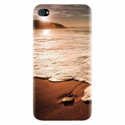 Husa silicon pentru Apple Iphone 4 / 4S, Sunset Foamy Beach Wave foto
