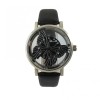 Ceas Dama Matteo Ferari Black Butterfly MFF3199, Argintiu, Cadran Negru Fluture, Curea Piele Neagra, Quartz, 38mm
