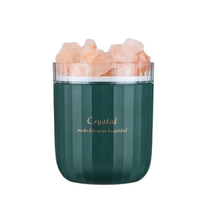 Umidificator AromaCrystal, cu ultrasunete, portabil, cu cristale de sare, difuzor aroma, 400 ml, Verde