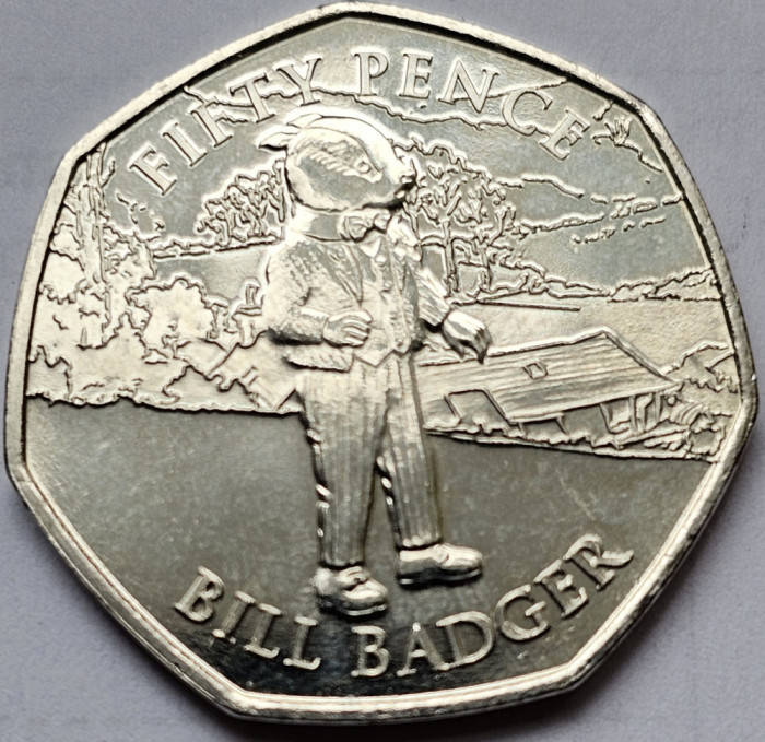 50 pence 2020 Isle of Man/ Insula Man, Bill Badger, km#1660, aunc