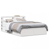 VidaXL Cadru de pat cu tăblie, alb, 140x190 cm, lemn masiv de pin