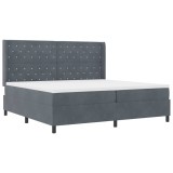 vidaXL Pat cu arcuri cu headboard Gri &icirc;nchis 200 x 200 cm Catifea 3341973