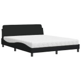 Cumpara ieftin Pat cu saltea, Dover, negru, 160x200 cm, textil