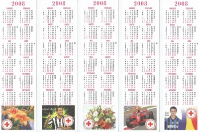Romania, Societatea Nationala de Cruce Rosie, lot 2 cu 5 calendare orar, 2008 foto