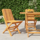 vidaXL Scaune Gradina Pliante Lemn Tec 2 buc 47x47x89 cm, Scaune Exterior, Terasa, Balcon, Rezistente, Confortabile