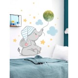 Cumpara ieftin Sticker Perete Autocolant Fosforescent Bebe Elefant Tinand Luna 95x65cm - 90169