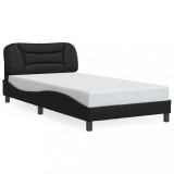 VidaXL Cadru de pat cu tăblie, negru, 100x200 cm, piele ecologică