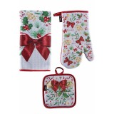 Set bucatarie Craciun microfibre multicolore cm 38 x 64 H, 17 x 30 H, 18 x 18 H